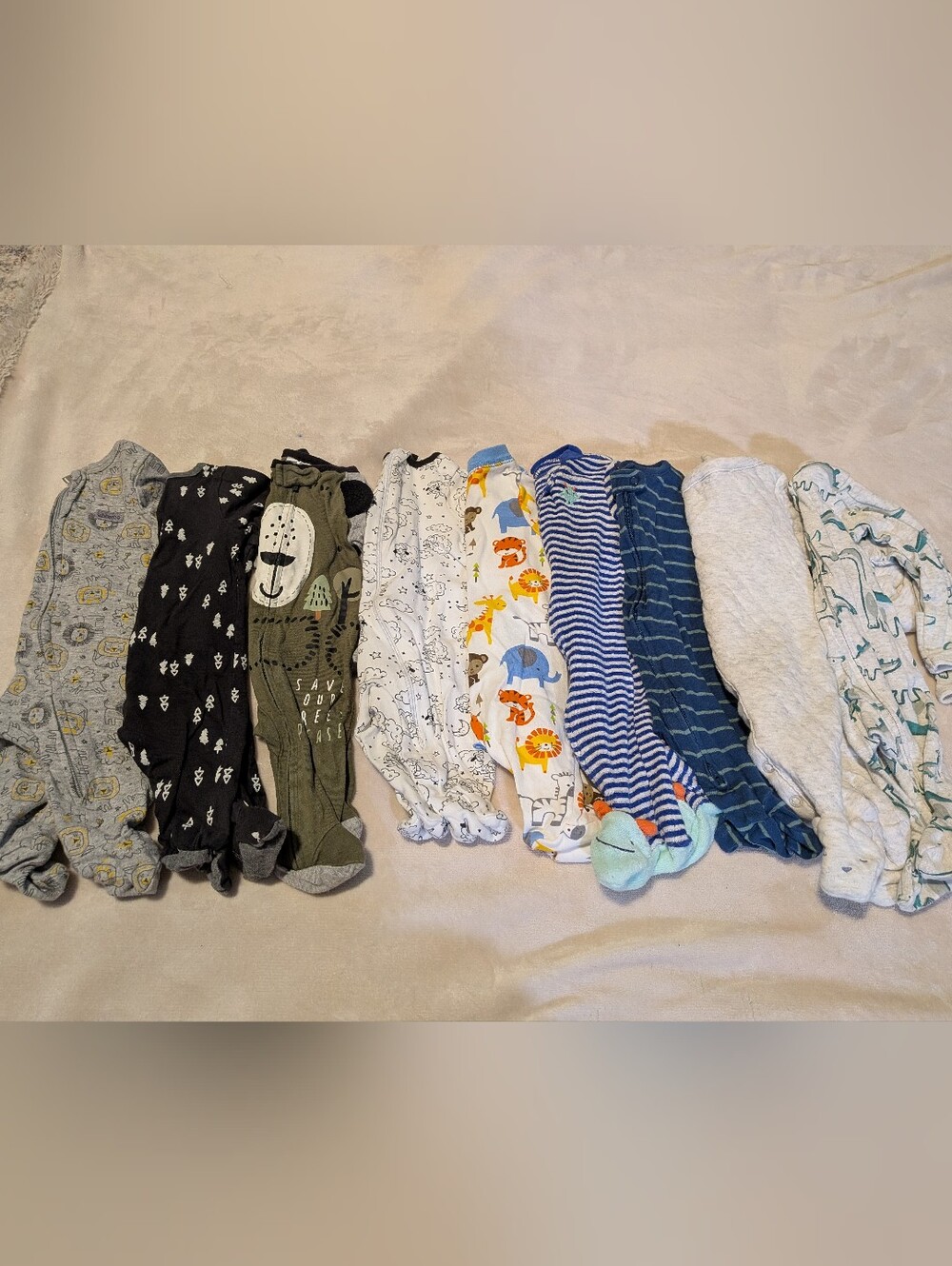 Mixed Pattern Kids One-Piece Sleepers Newborn Footed Pajamas